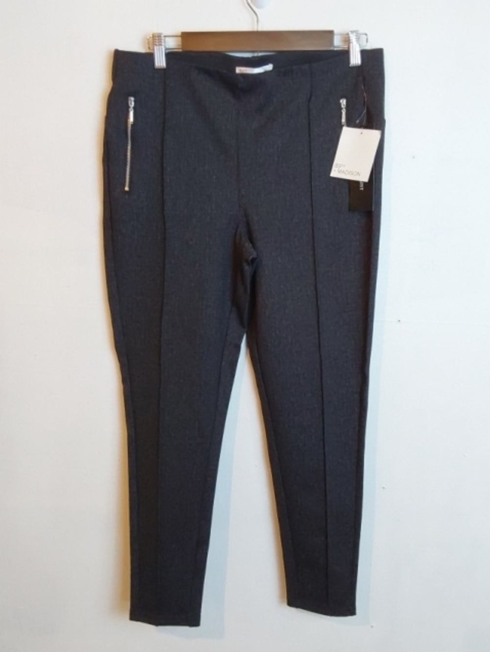 89th + Madison|Women's Dark Gray Pull-On Ponte Leggings Zip Pockets Stretch  L